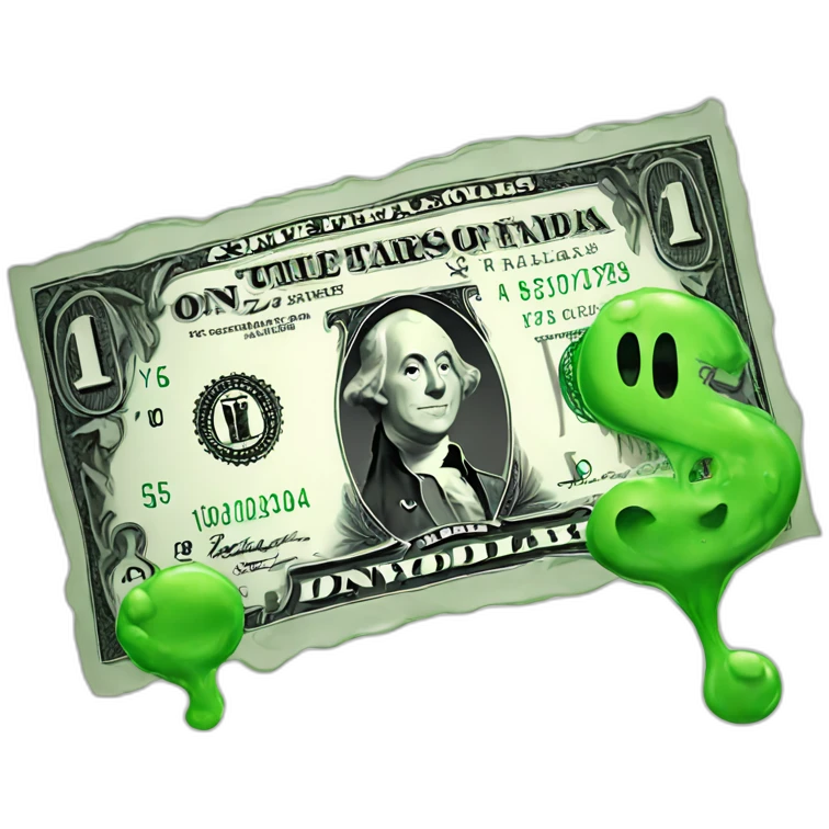Dollar bill with slime on it emoji