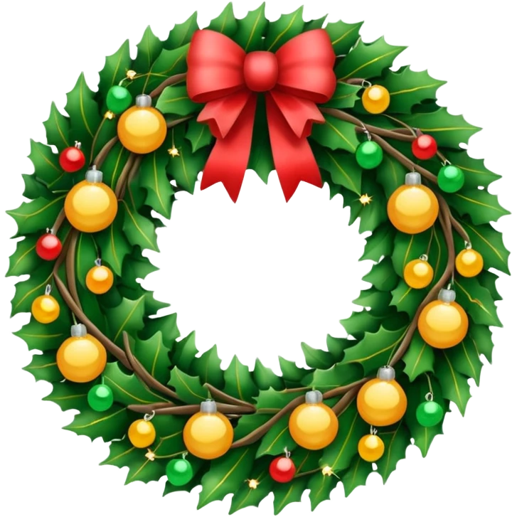 Christmas wreath with Twinkle lights emoji