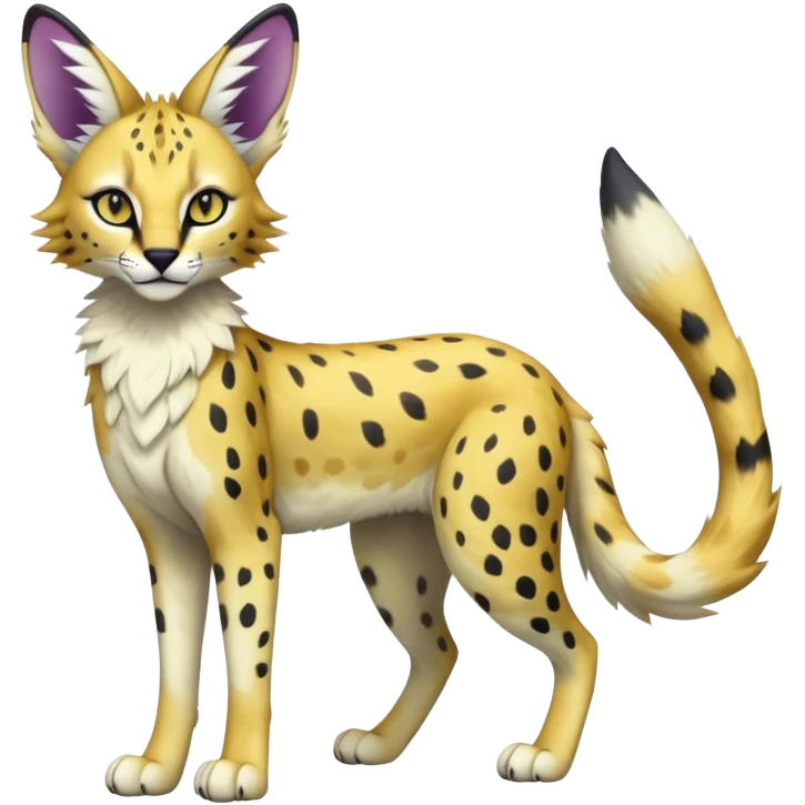 Epic Edgy Colorful ethereal eldritch Sergal-Serval-Vernid full body emoji