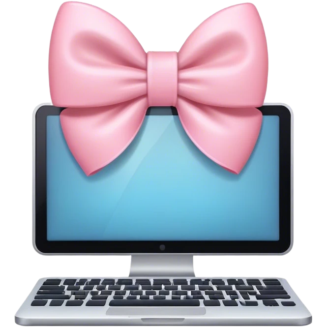 computador com um laco rosa claro emoji