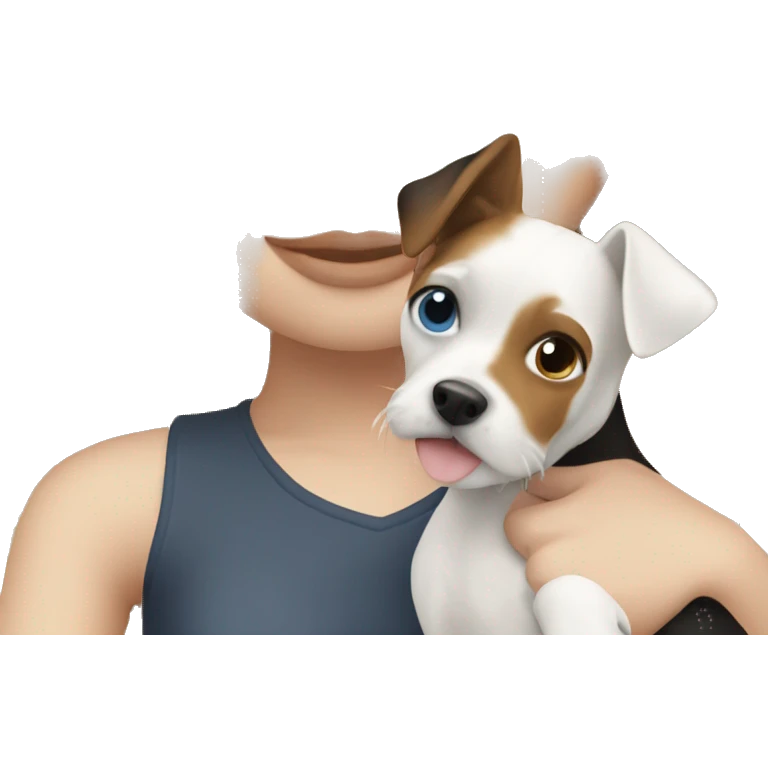 blonde hair girl with blue eyes holding a jack russel emoji