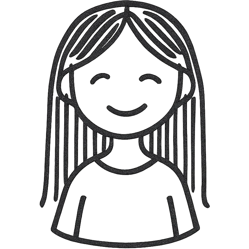 minimal line art of a girl with long straight brown hair emoji
