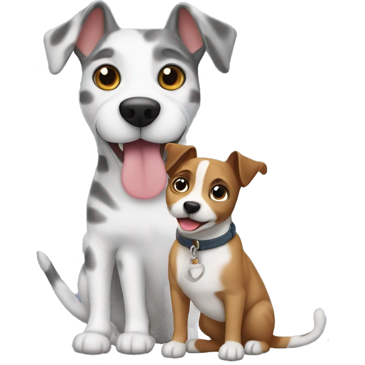 gray tabby cat and jack russell dog emoji
