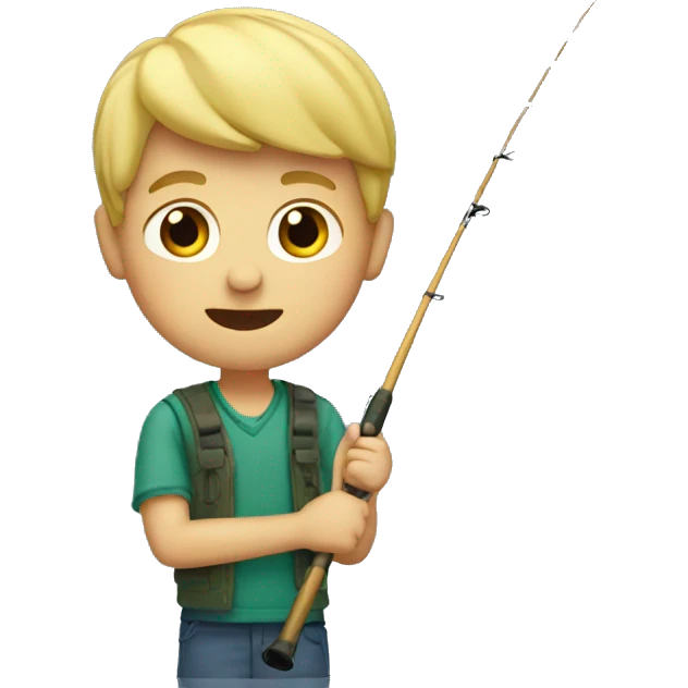 Blonde boy with fishing pole  emoji