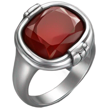 small silver ring red stone emoji