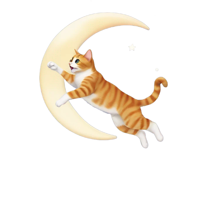Cat jumping over moon emoji