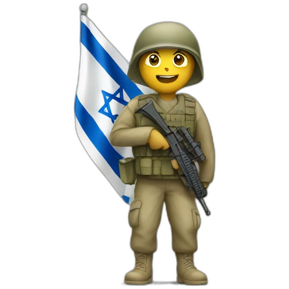 A soldier holding an Israeli flag emoji