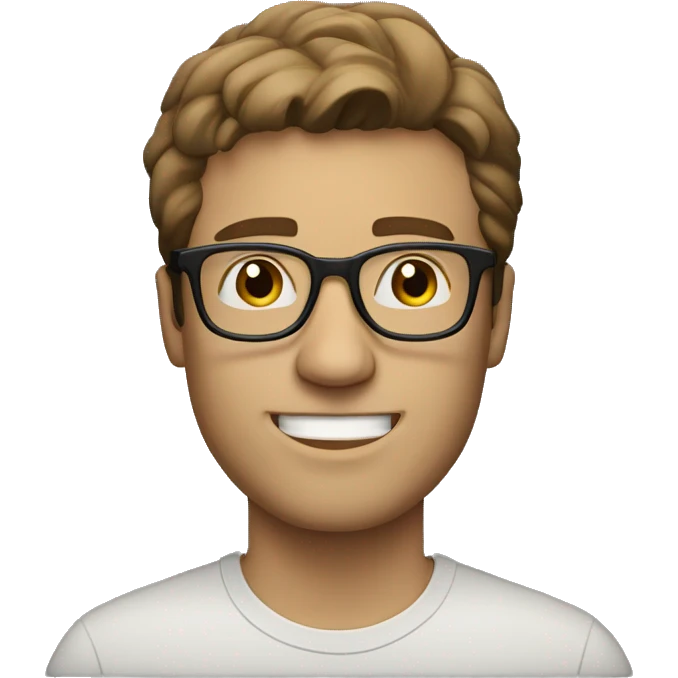white guy brown hair square glasses with laptop emoji