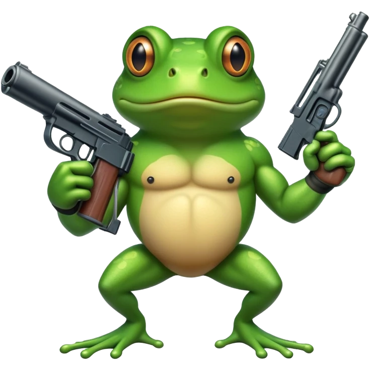 Buff frog with gun  emoji