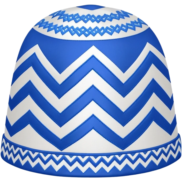 Khiva style doppa hat with zigzag patterns and blue details emoji