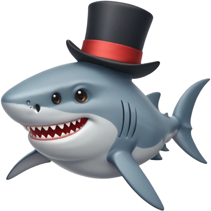 Shark with a top hat emoji