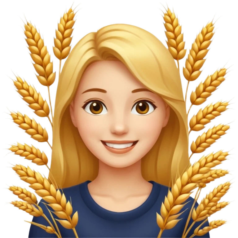 women happy satisfied with wheat flying arround emoji