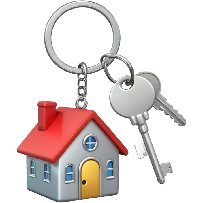 keyring with keys and a house-shaped keychain, emoji style emoji
