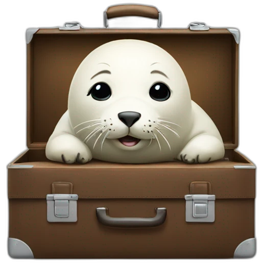 White young seal in tie and with briefcase and closed eyes is very busy emoji