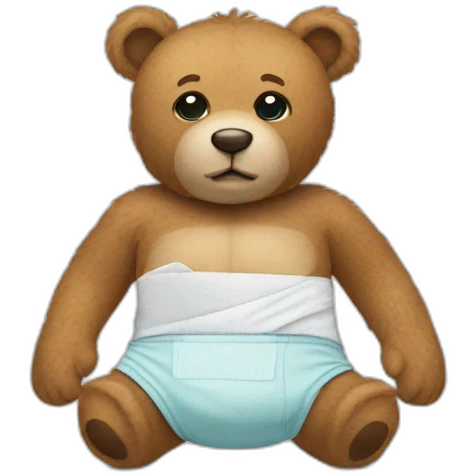Teddy bear wearing dispisable diaper emoji