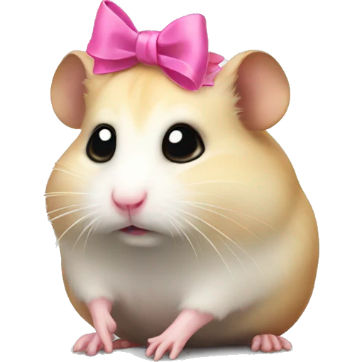 Sad hamster with a pink bow on head make it sadder emoji