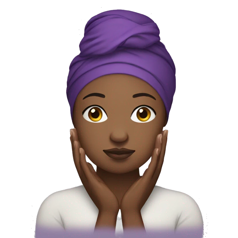 Dark Plus size woman praying with purple head wrap   emoji