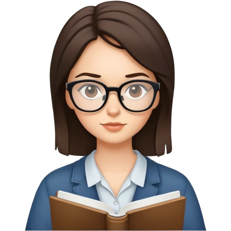 brunette with glasses studies emoji