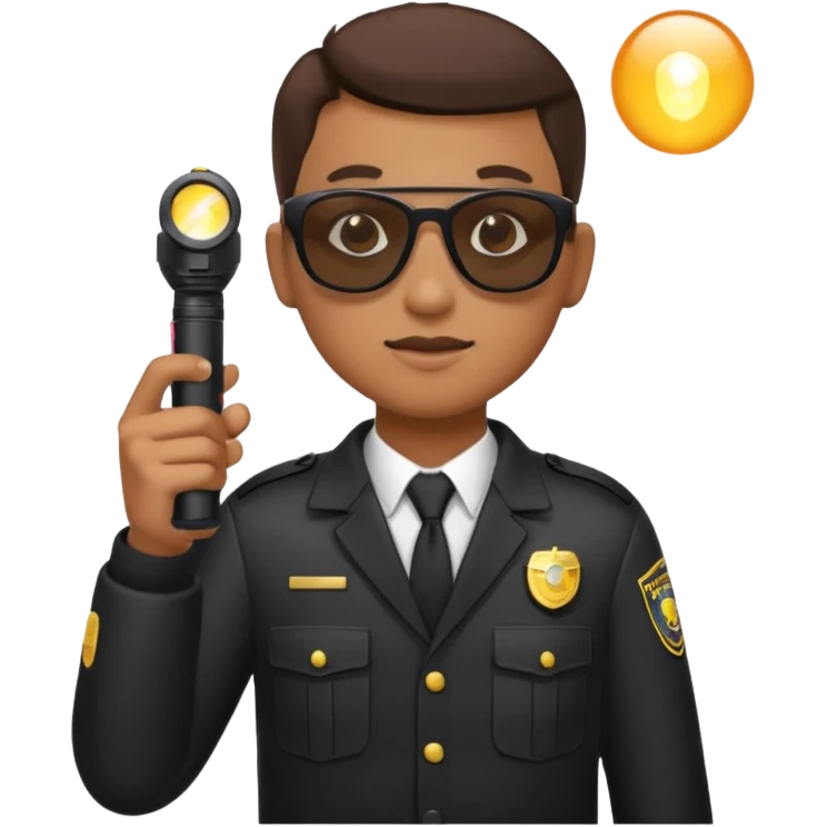 school security, sun glasses, holding flashlight emoji