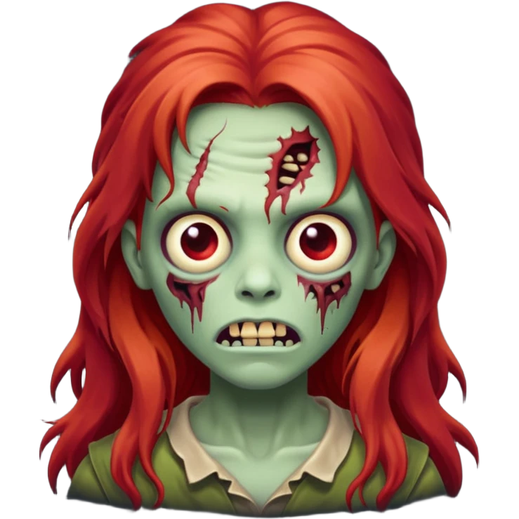 Franja cabelo ruivo comprido zombie fofo emoji