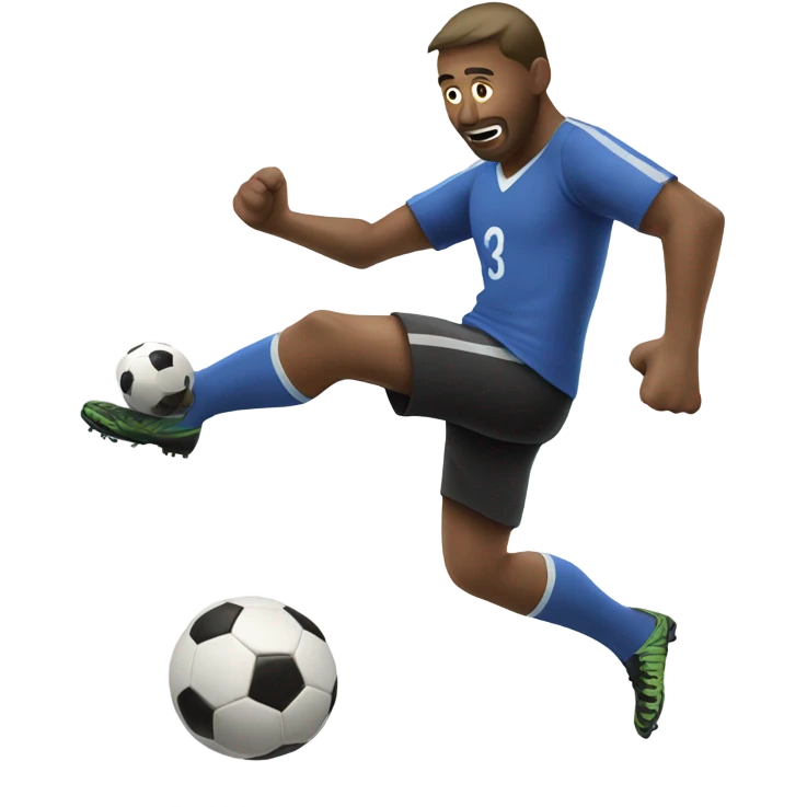Man with 3 arms kicking a soccer ball emoji