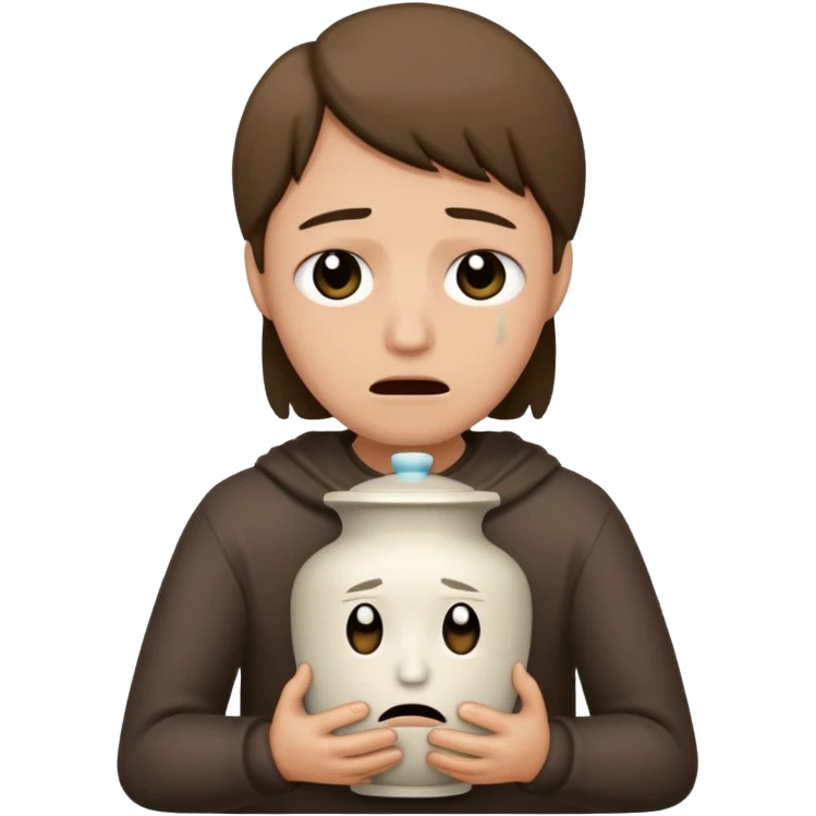 sad face holding urn make him crying emoji