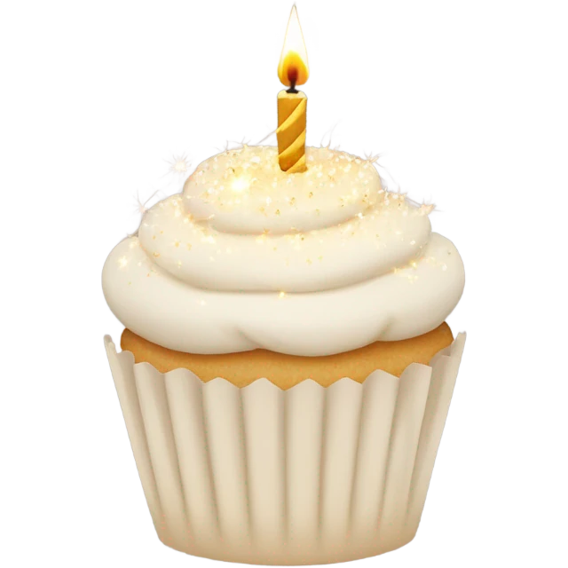 Total White beige cupcake with sparkler candles emoji