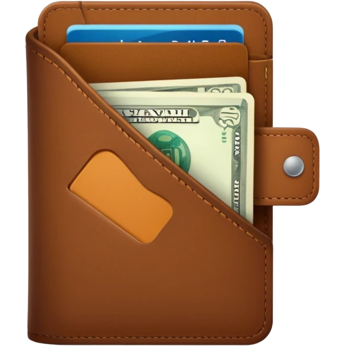 portefeuille marron avec quelques billets et carte bancaire emoji