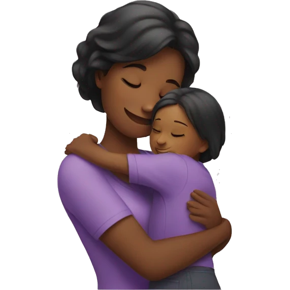 Mom hugging little girl emoji