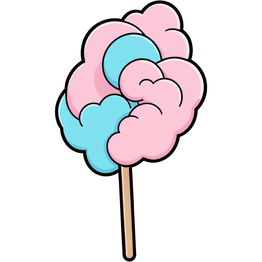 pastel pink cotton candy on a paper stick, swirling cloud-like texture emoji