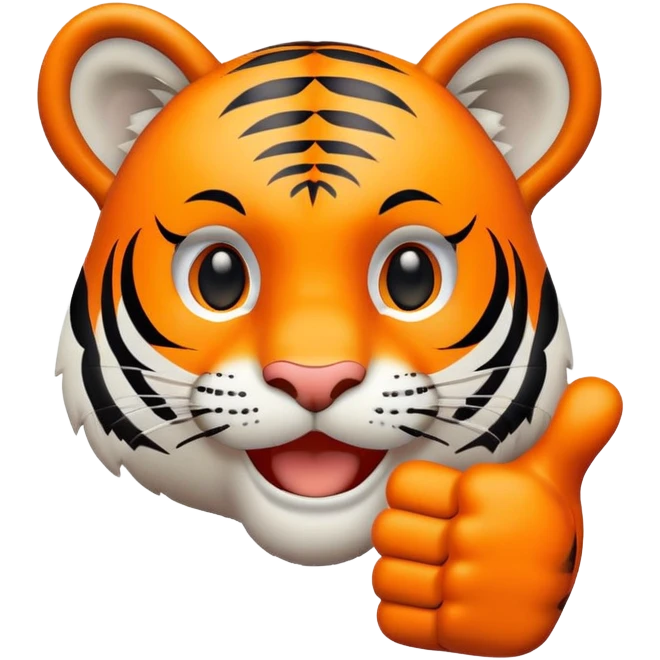 tiger face giving thumbs up for Twitch emote emoji