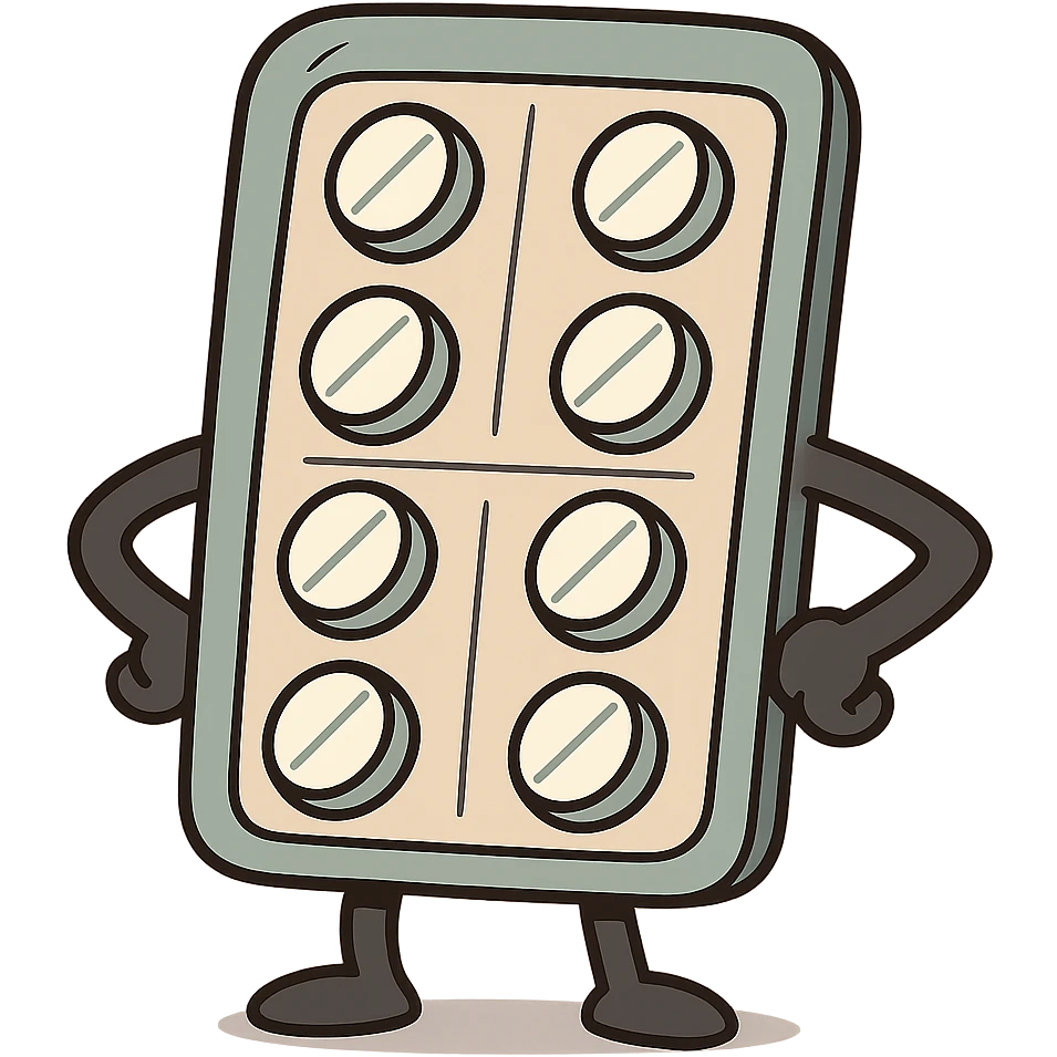 cartoon style blister pack of pills, no face emoji
