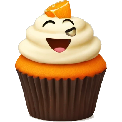 Orange cupcake with a happy face  emoji