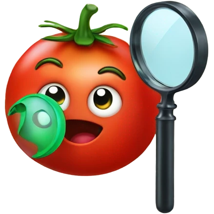 happy tomato with magnifying glass emoji