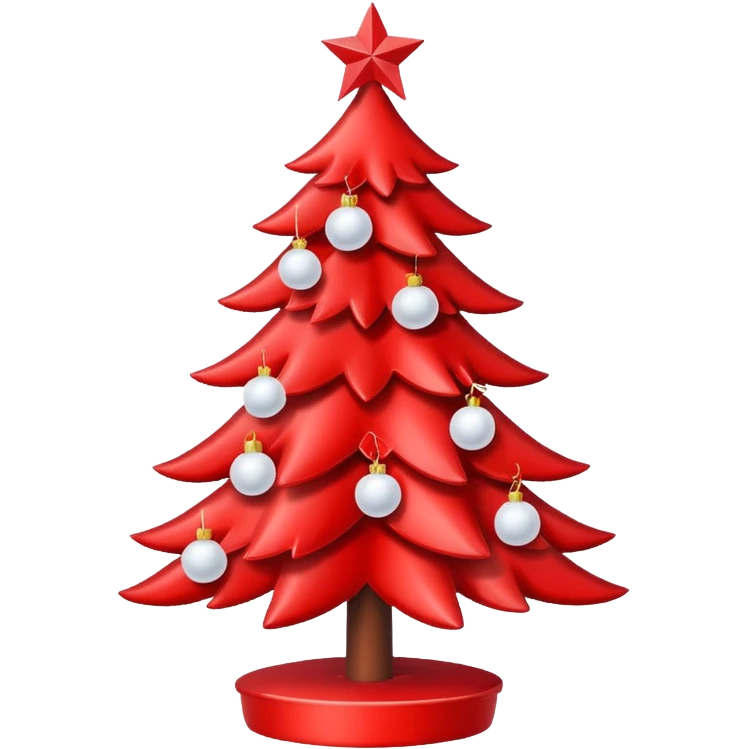 red Christmas tree with white star and white Christmas balls emoji