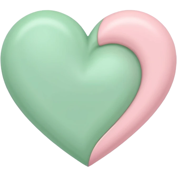 A half pastel green half pastel pink heart emoji