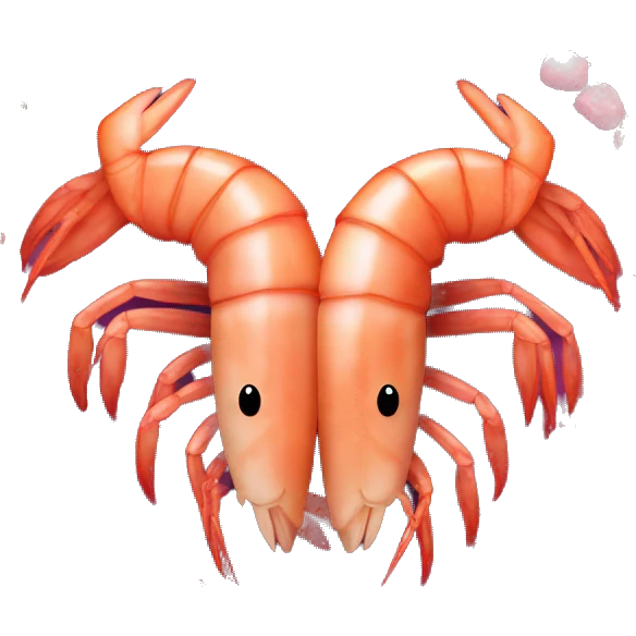 shrimp heart adorned with shrimp garland  emoji