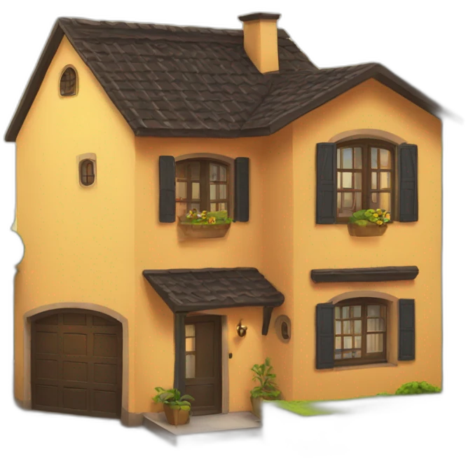 una casa con sombra emoji