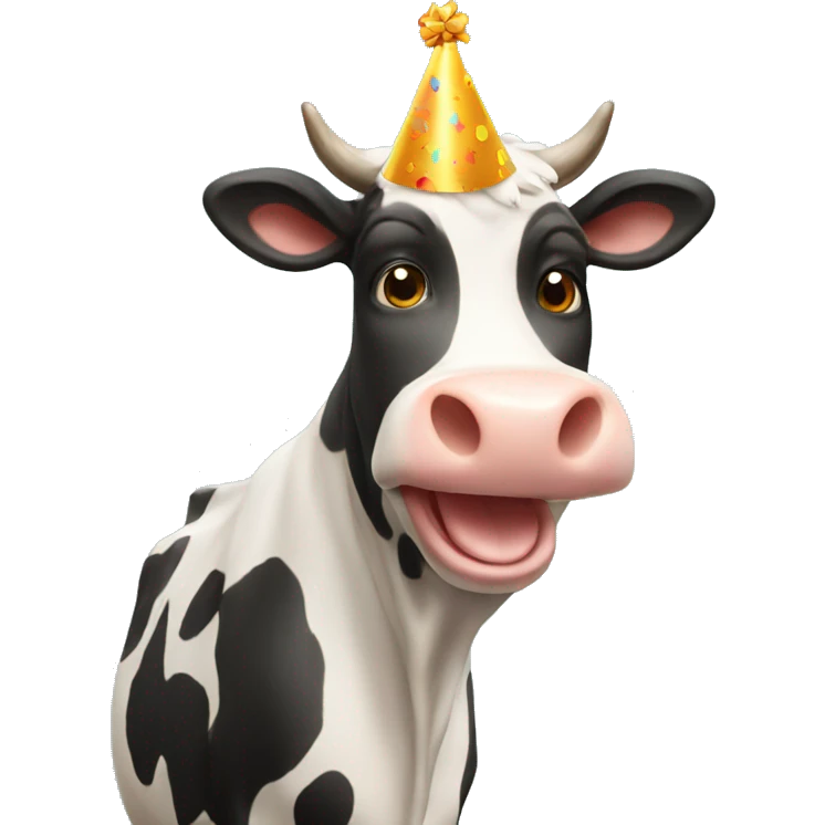 cow celebrating a birthday emoji