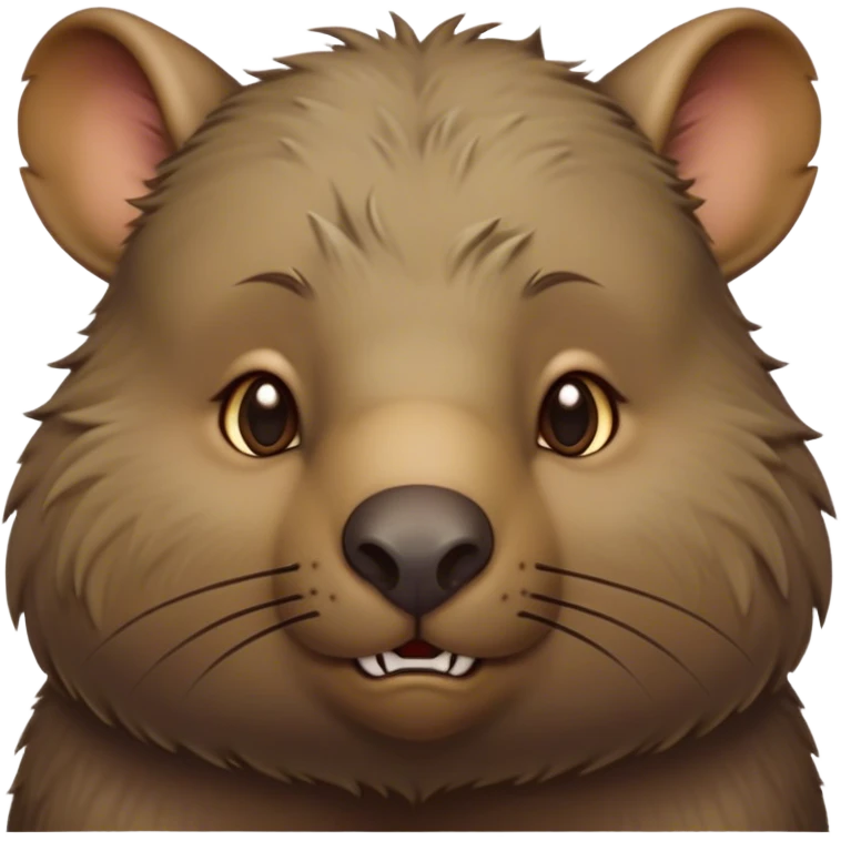 Cinematic Noble Wombat Portrait Emoji, Poised and regal, with a stout, muscular build and a dense, shaggy fur of earthy brown, deep-set soulful eyes with a hint of gruff wisdom, Simplified yet sharp and sophisticated features, highly detailed, glowing with a warm, dignified glow, high shine, intelligent and sturdy, stylized with an air of bushland majesty, focused and attentive, soft glowing outline, capturing the essence of a watchful and confident burrower, so majestic it feels as though it could plod out of the screen with effortless authority! emoji