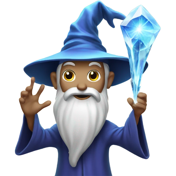 wizard holding a crystal with a swirl overhead emoji