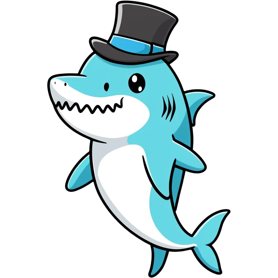 Shark with a top hat emoji