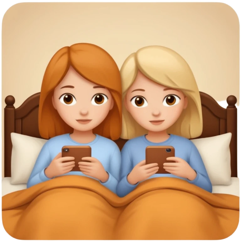 two girls cozy in bed, warm and inviting, simple and clear, no text emoji