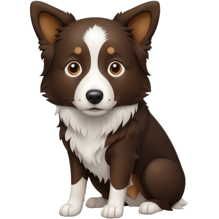 Border collie de cuerpo café oscuro y pecho blanco  emoji