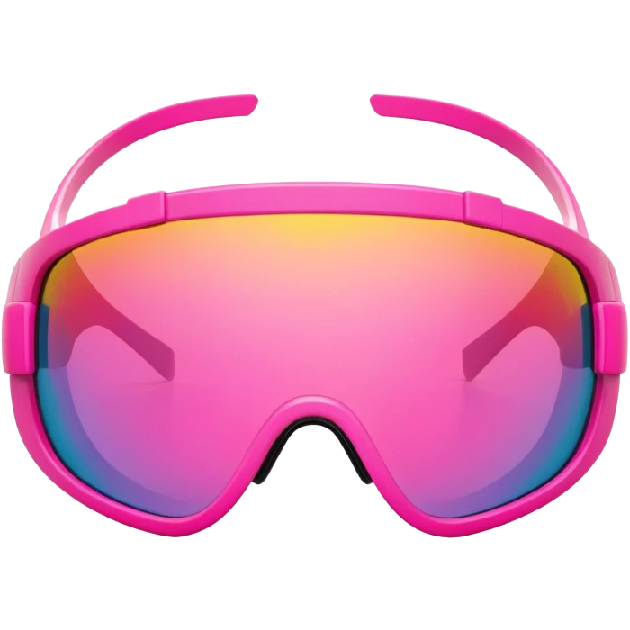 sporty pink shield visor sunglasses with robust thick frame, futuristic athletic design, substantial build, mirrored one-piece lens emoji