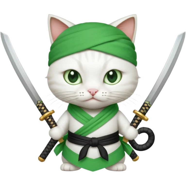 un gato blanco con reeferencia a roroa zoro emoji