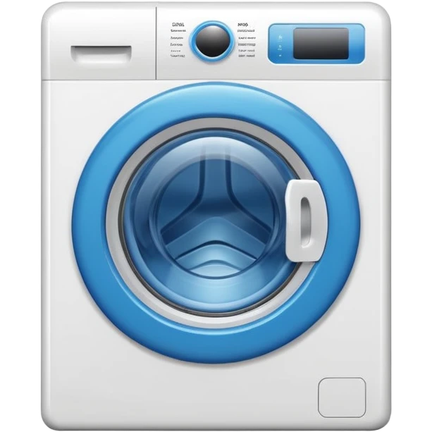 “Minimalist washing machine emoji, white outline with blue circle window, simple and clean design” emoji