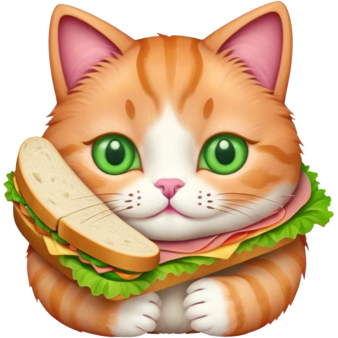 Pink cat holding a sandwich  emoji