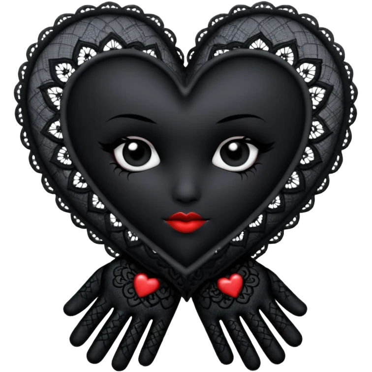 goth heart with a black lace glove emoji