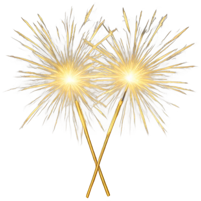 Golden new year sparklers emoji